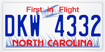 NC license plate DKW4332
