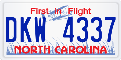NC license plate DKW4337