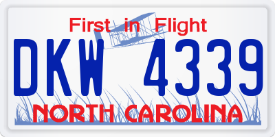 NC license plate DKW4339