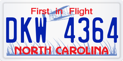NC license plate DKW4364