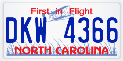 NC license plate DKW4366