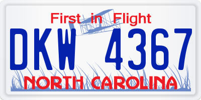 NC license plate DKW4367
