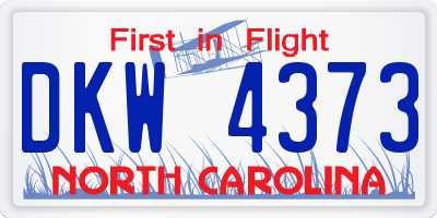 NC license plate DKW4373