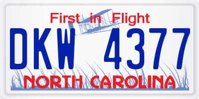 NC license plate DKW4377