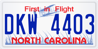 NC license plate DKW4403