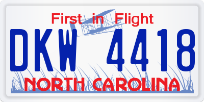NC license plate DKW4418