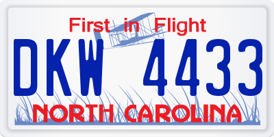 NC license plate DKW4433