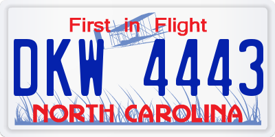 NC license plate DKW4443