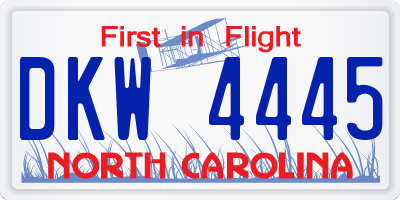 NC license plate DKW4445