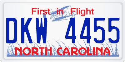NC license plate DKW4455