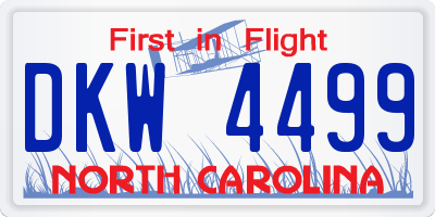 NC license plate DKW4499