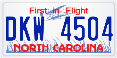 NC license plate DKW4504