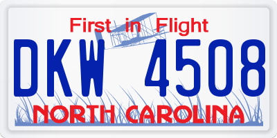 NC license plate DKW4508