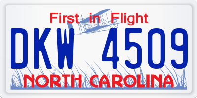 NC license plate DKW4509