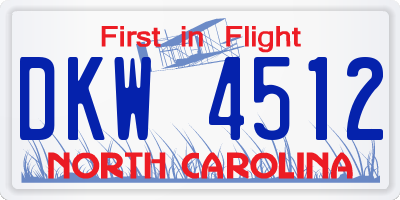 NC license plate DKW4512