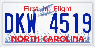 NC license plate DKW4519