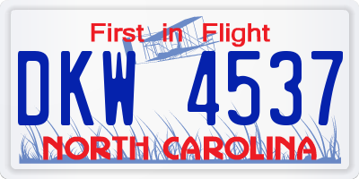 NC license plate DKW4537
