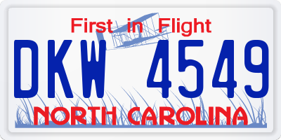 NC license plate DKW4549