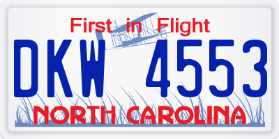 NC license plate DKW4553