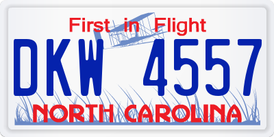 NC license plate DKW4557