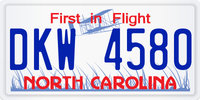 NC license plate DKW4580