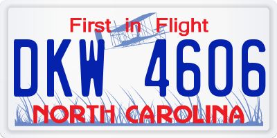 NC license plate DKW4606