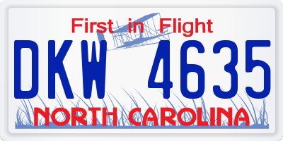 NC license plate DKW4635