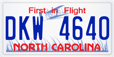 NC license plate DKW4640