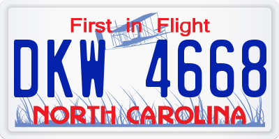 NC license plate DKW4668