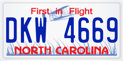 NC license plate DKW4669