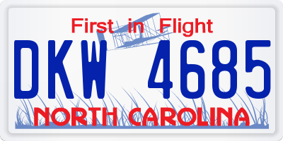 NC license plate DKW4685