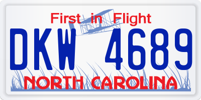 NC license plate DKW4689