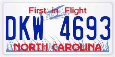 NC license plate DKW4693