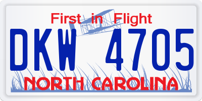 NC license plate DKW4705