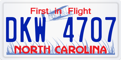 NC license plate DKW4707