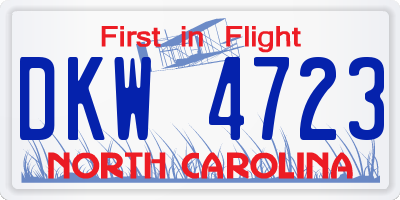 NC license plate DKW4723