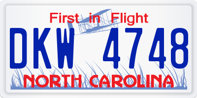 NC license plate DKW4748