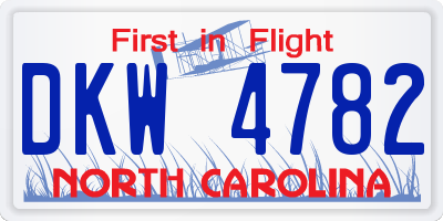 NC license plate DKW4782