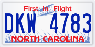NC license plate DKW4783