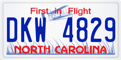 NC license plate DKW4829