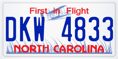 NC license plate DKW4833