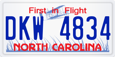 NC license plate DKW4834