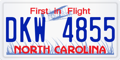 NC license plate DKW4855