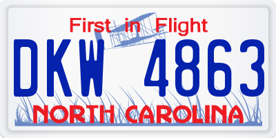 NC license plate DKW4863