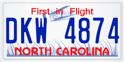 NC license plate DKW4874