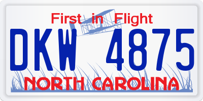 NC license plate DKW4875