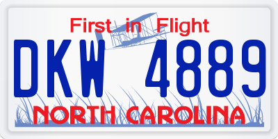 NC license plate DKW4889