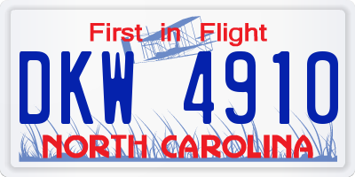 NC license plate DKW4910