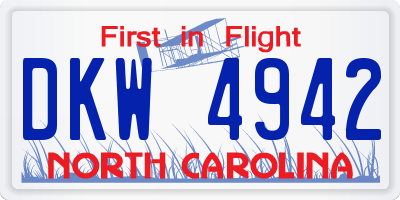 NC license plate DKW4942