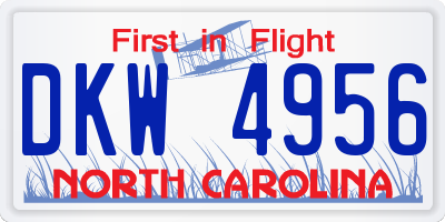NC license plate DKW4956